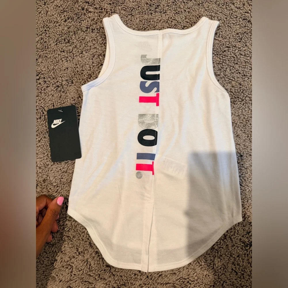 Nike White Tank with Black Swoosh Logo